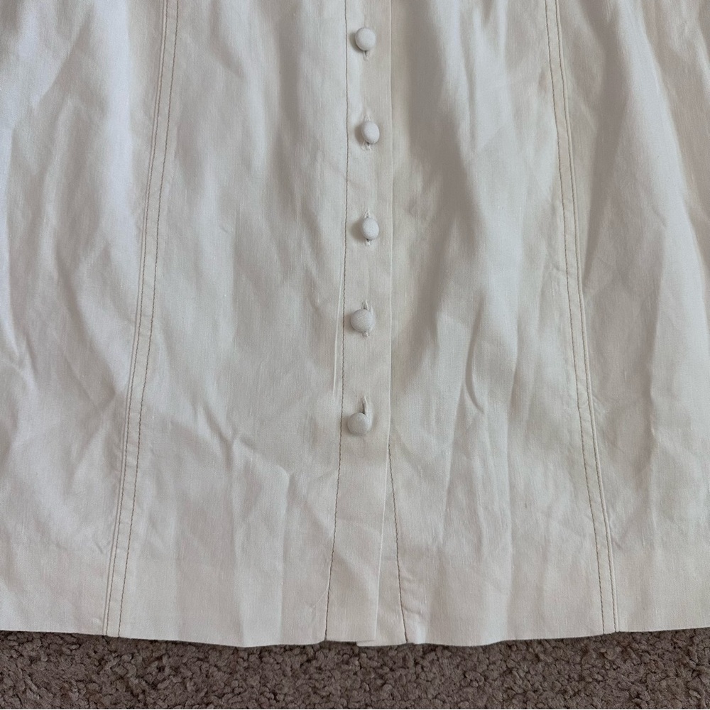 Theory Womens 4 Kayleigh Linen Blend White Button Front Mini Dress - Picture 3 of 16